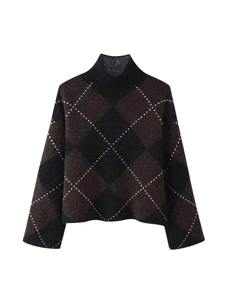 NLZGMSJ Women Knitted Sets 2025 Autumn Winter Wrist Sleeve Slim Plaid Sweater Cardigan Jacket Crop Top Mini Skirt Suits