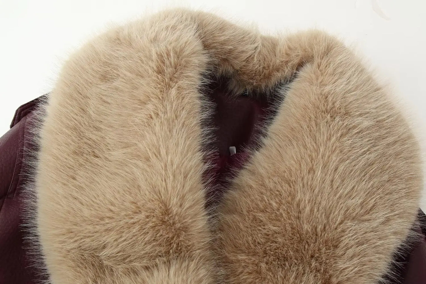 Loose Pure Color Coat Jacket for Women with Fur Collar Commuter Style Versatile ZR Fashion Polyester Short Outerwear