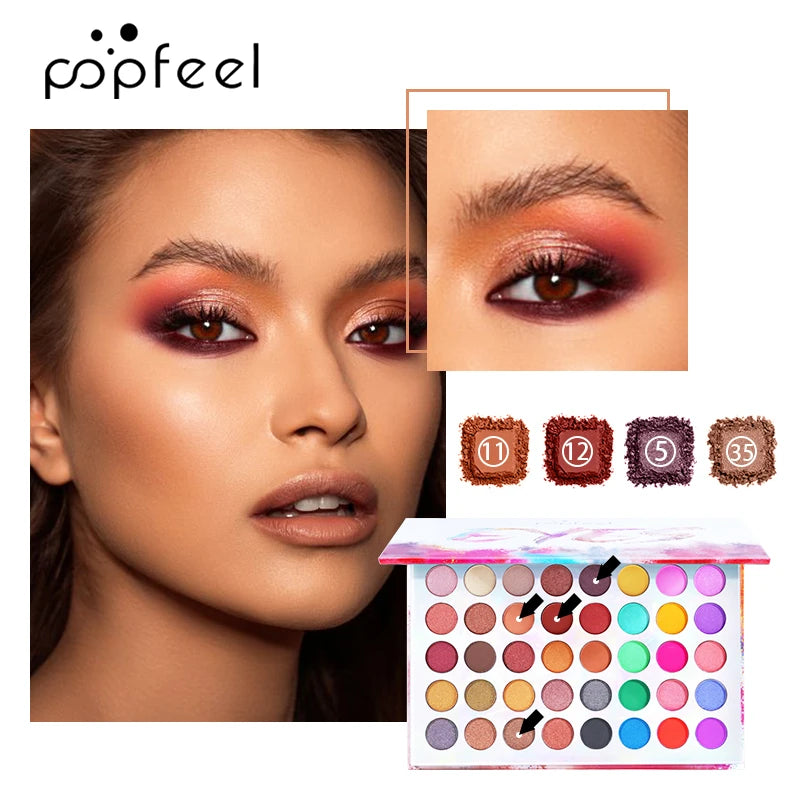 Paleta de sombras POPFEEL Color Studio, altamente pigmentada, 40 tons matte e brilhantes, à prova d'água e fácil de misturar