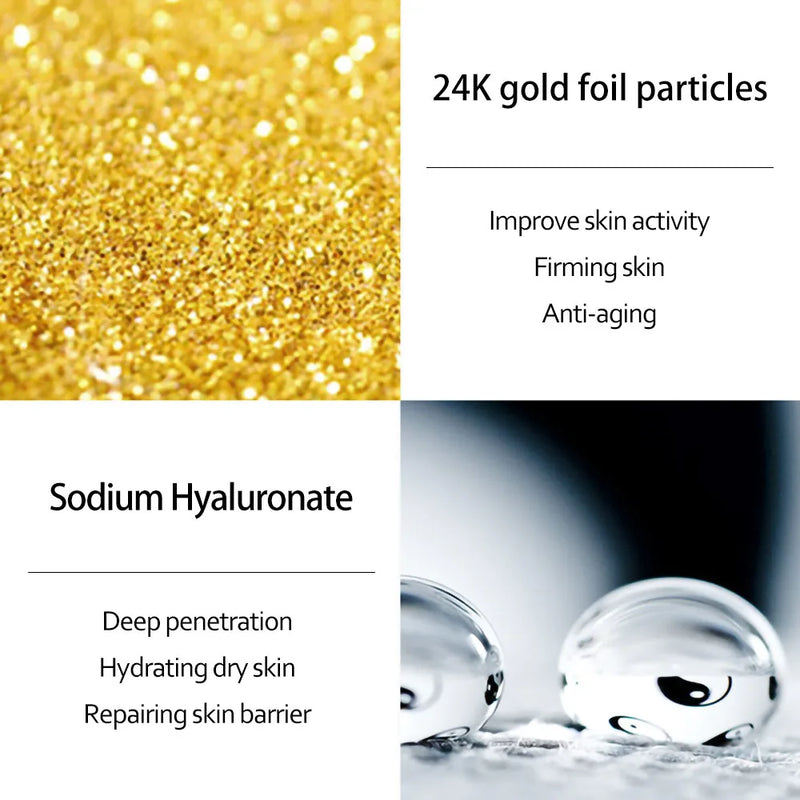 Conjunto de cuidados com a pele 24K Gold Niacinamida Soro Facial Antienvelhecimento Produtos para a Pele Remover Olheiras Creme de Colágeno para os Olhos Kit de Cuidados com a Pele