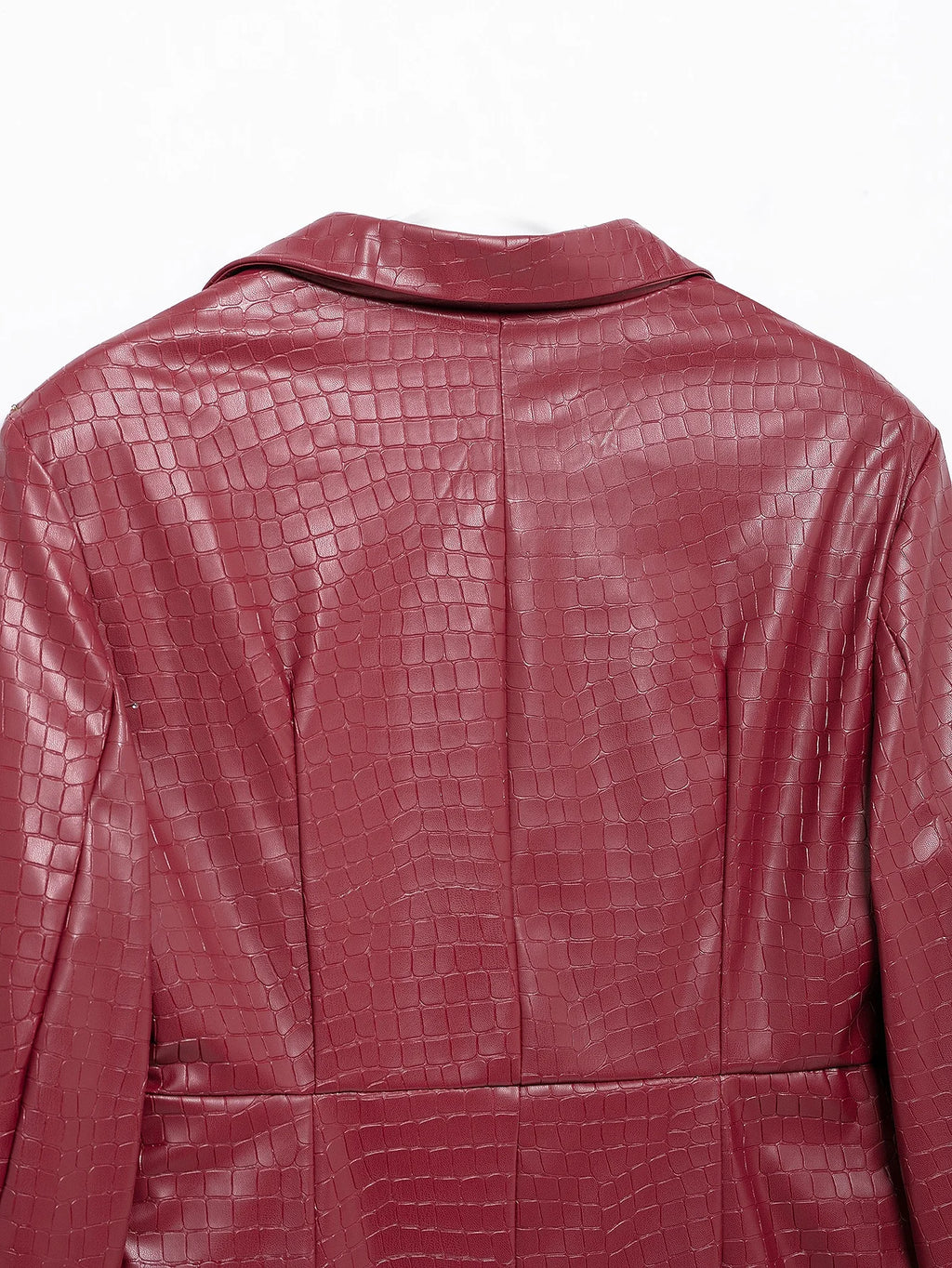 Vestido de festa feminino TRAFZA Sexy Couro Sólido Vermelho Manga Longa Mini Bainha Inverno Noite Clube Vestido