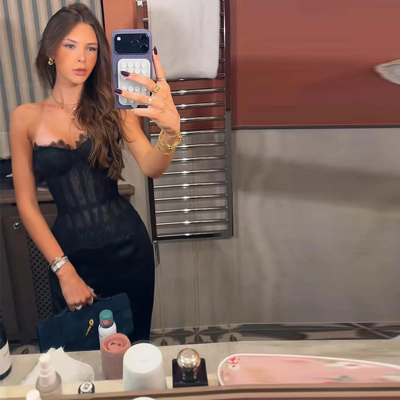 Floral Lace Fishbone Sleeveless Vest for Women Fashion Off Shoulder Bodycon Female Top 2026 Spring Summer New Y2K Lady Partywear