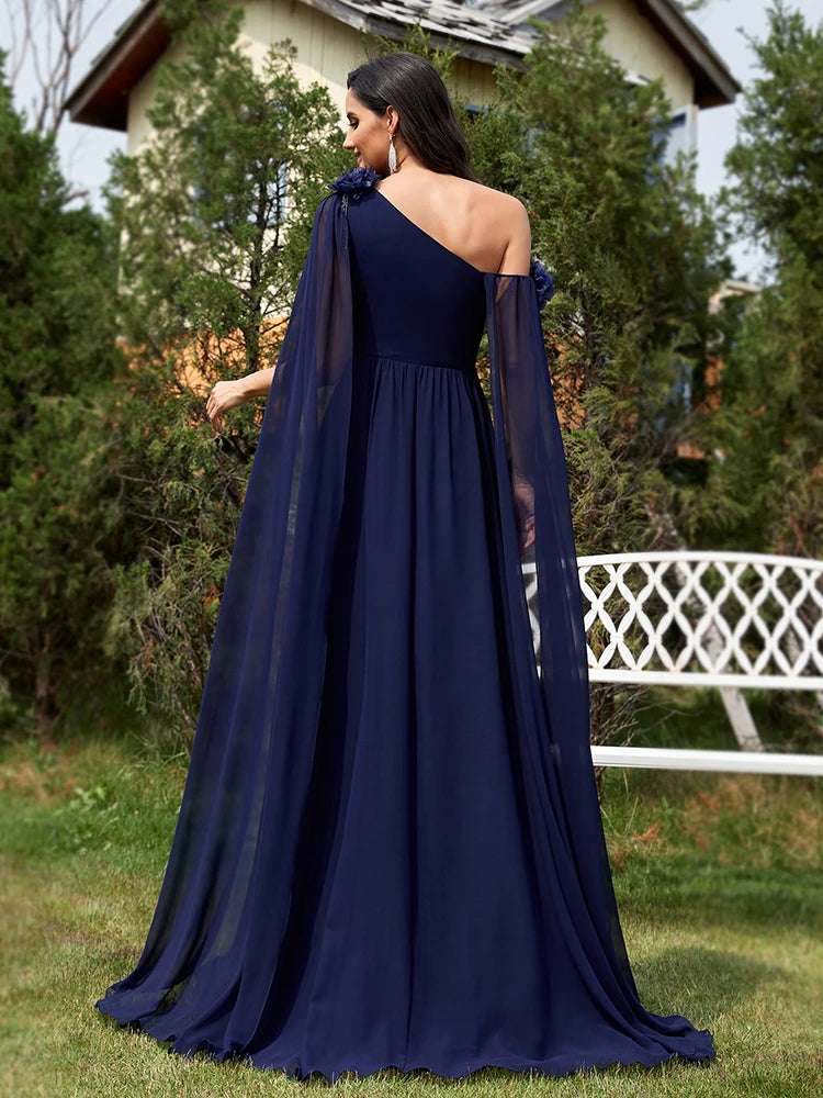 Lucyinlove Luxury Chiffon Streamer Navy Evening Dress Long 2024 Elegant Dress Bridesmaid Party Prom Arabia Flower Cocktail Dress - CRAVO ROSE