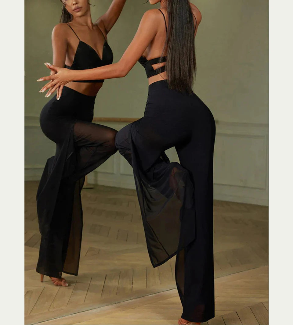 Roupas de dança latina para treinamento, performance, sexy, malha, estampa de leopardo, calças de dança, calças de tiro alto, femininas, roupa de dança, palco moderno