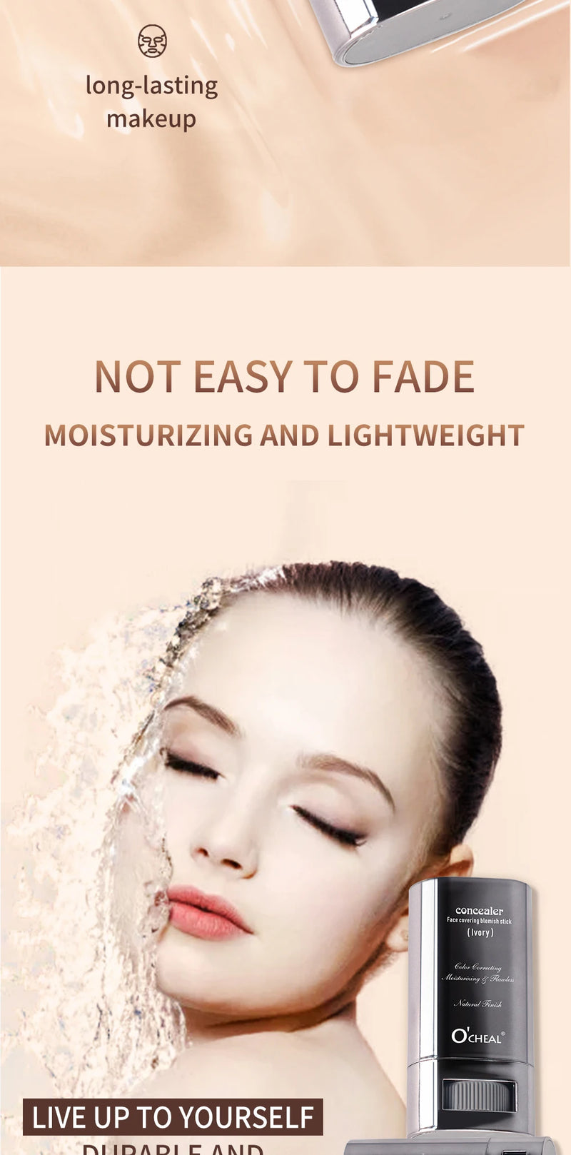 Ocheal Base Facial Contorno em Bastão Longa Duração Leve Iluminador em Bastão Corretivo Facial Contorno de Imperfeições Maquiagem de Beleza