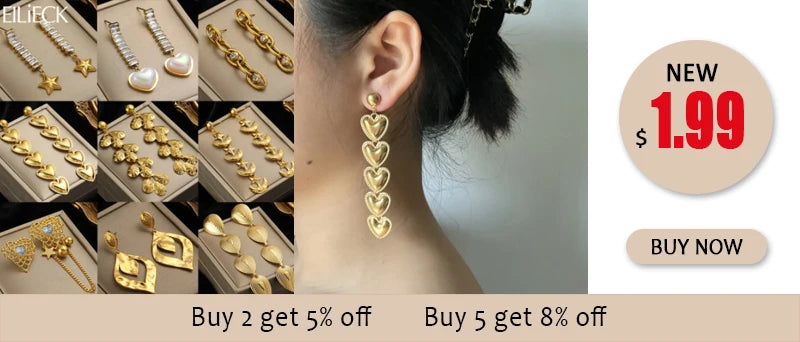 Brincos de argola EILIECK 316L em aço inoxidável dourado, formato de leque, geométrico, estilo boêmio, para mulheres, pingente de orelha, joia, presente para festa