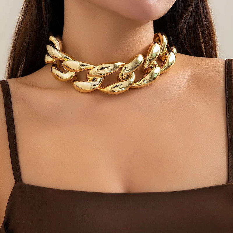 Exaggerated Big Thick Chain Short Choker Necklace for Women Trendy Statement Collar on the Neck Accessories 2024 Fashion Jewelry