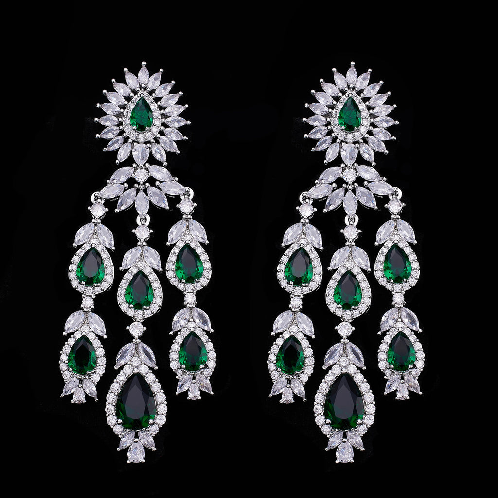 Conjunto de joias de casamento de luxo com 4 peças de zircônia 3A, conjunto de colar de cristal, conjunto de joias Dubai