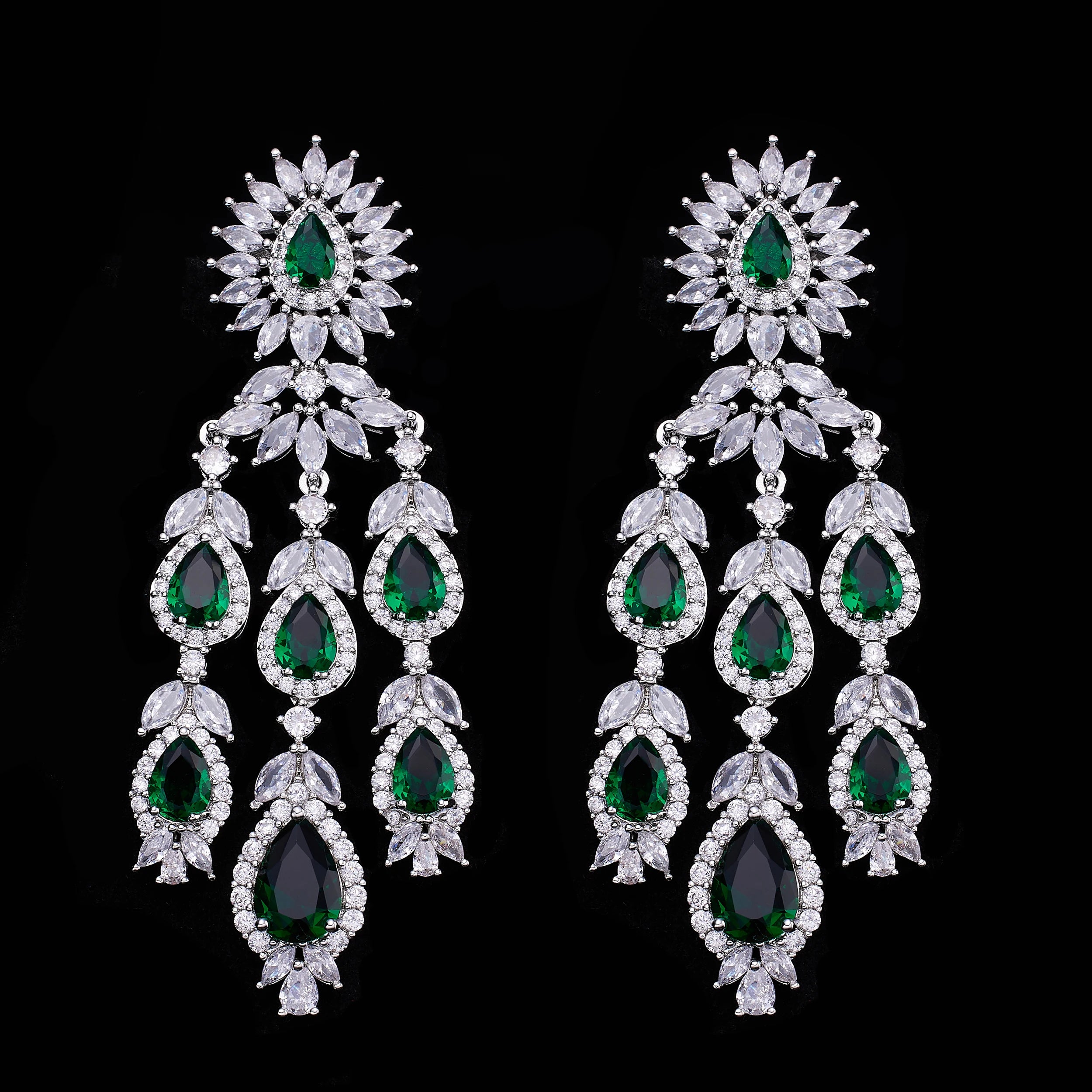 Conjunto de joias de casamento de luxo com 4 peças de zircônia 3A, conjunto de colar de cristal, conjunto de joias Dubai