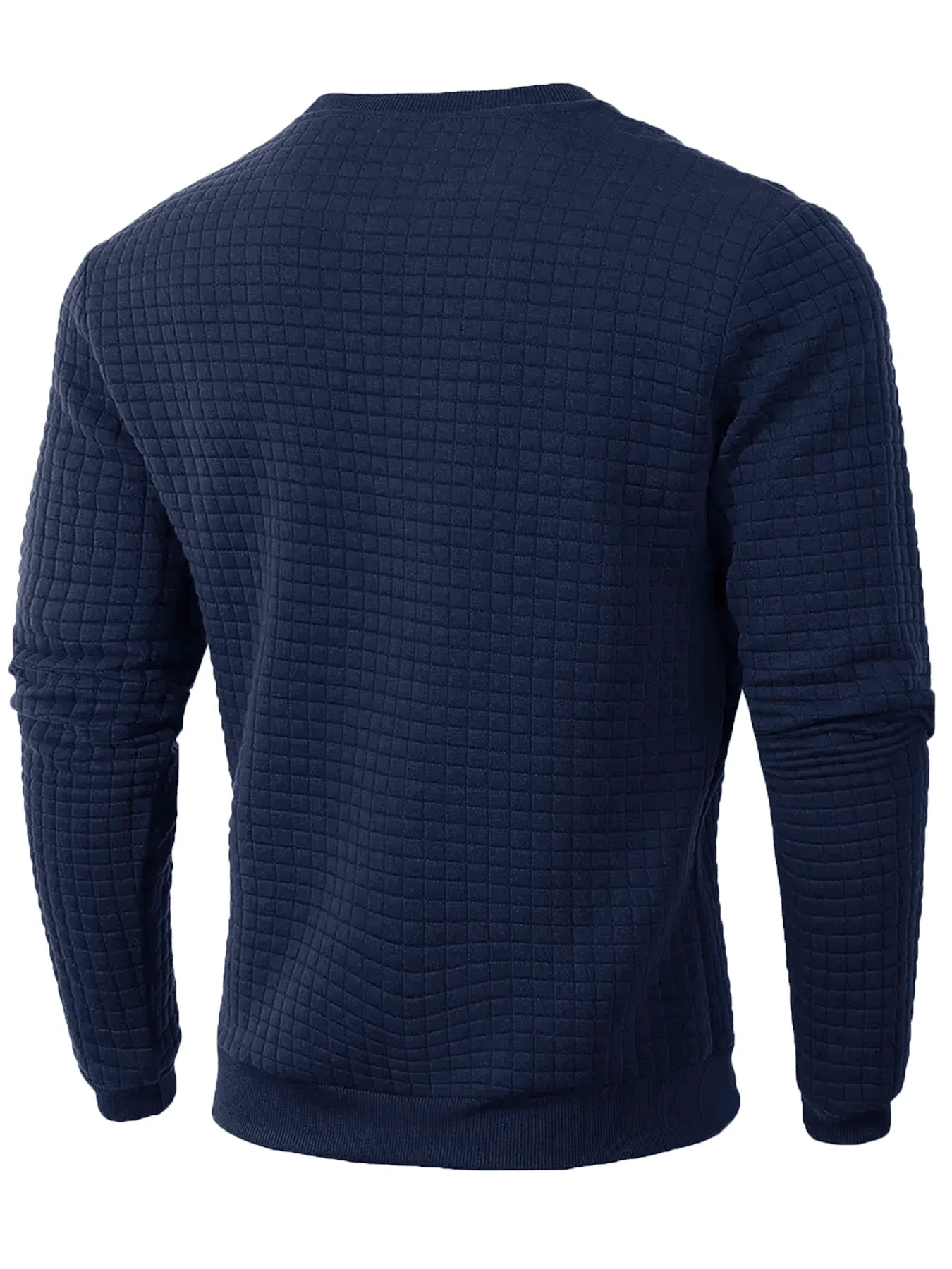 Autumn Men's Crew Neck Pullover Solid Color Casual Jacquard Check Sweatshirt Long Sleeve Warm Slim Sweaters Knitted Streetwear