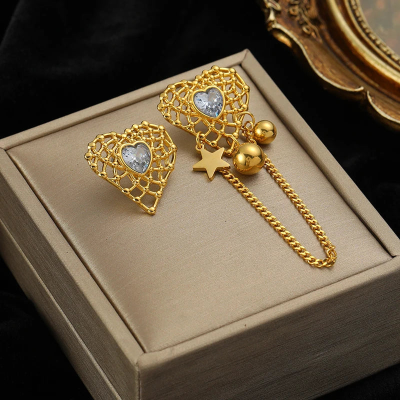 Brincos de argola EILIECK 316L em aço inoxidável dourado, formato de leque, geométrico, estilo boêmio, para mulheres, pingente de orelha, joia, presente para festa