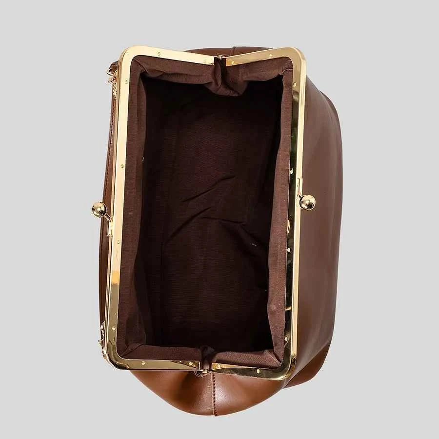 Fashion Large Kisslock Clutch Bag for Women Designer Clip Shell Women Shoulder Bags Luxury Soft Pu Leather Pink Color Handbags