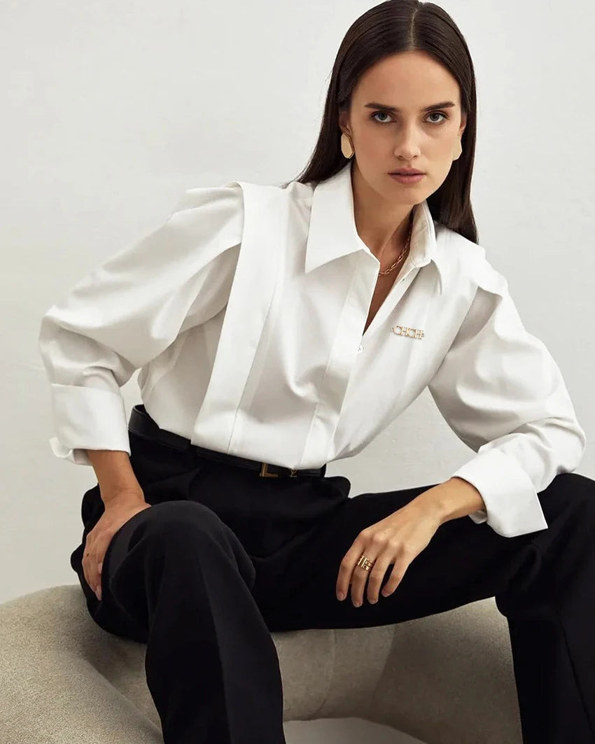 New Women's Shirt 2025 Commuter Versatile Business Long Sleeved Female Shirt Cotton Fabric Elegant Fashion Casual Ladies Tops