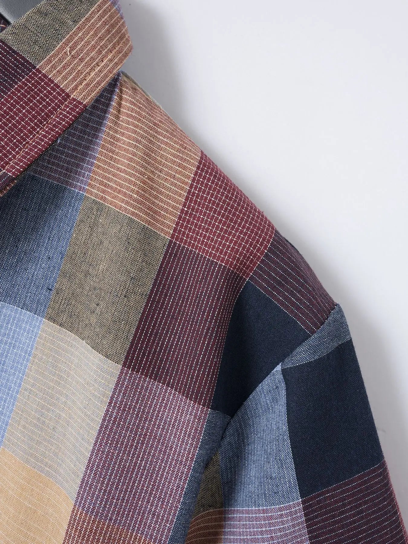 2024 Cross Border Amazon Summer New Plaid Shirt Summer Men's Short Sleeve Lapel Youth Casual Short Sleeve Men's Shirt