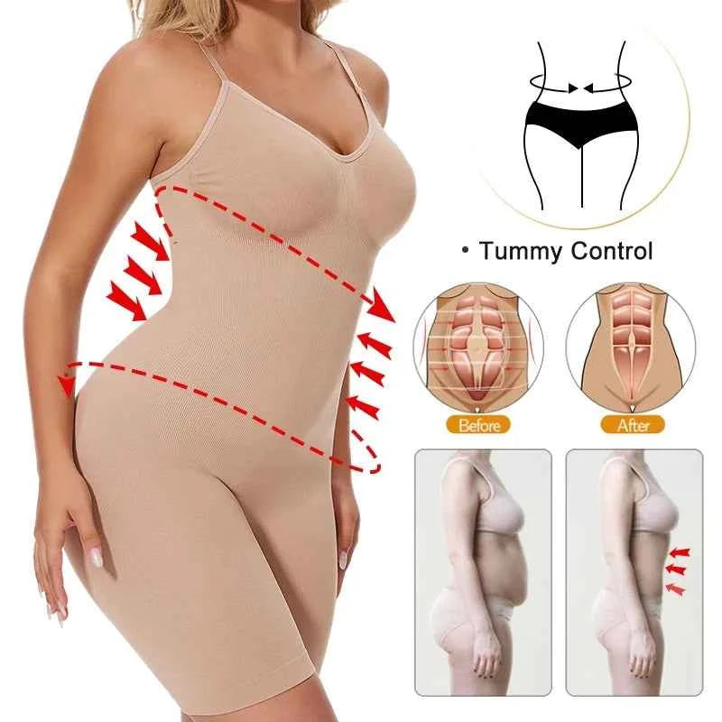 SLIMBELLE Women's Full Body Shaper Bodysuits Tummy Control Butt Lifter Slim Underwear Shapewear Thigh Slimmer Shorts One-Piece