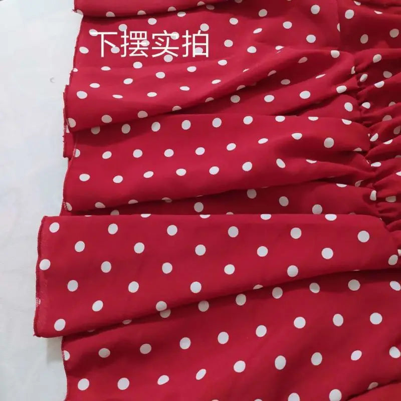 Red Polka Dot Print Chiffon Short V-Neck Sleeveless Sexy Pullover Women's Blouse Shirt Korean Fashion Female Clothing Tops 2024