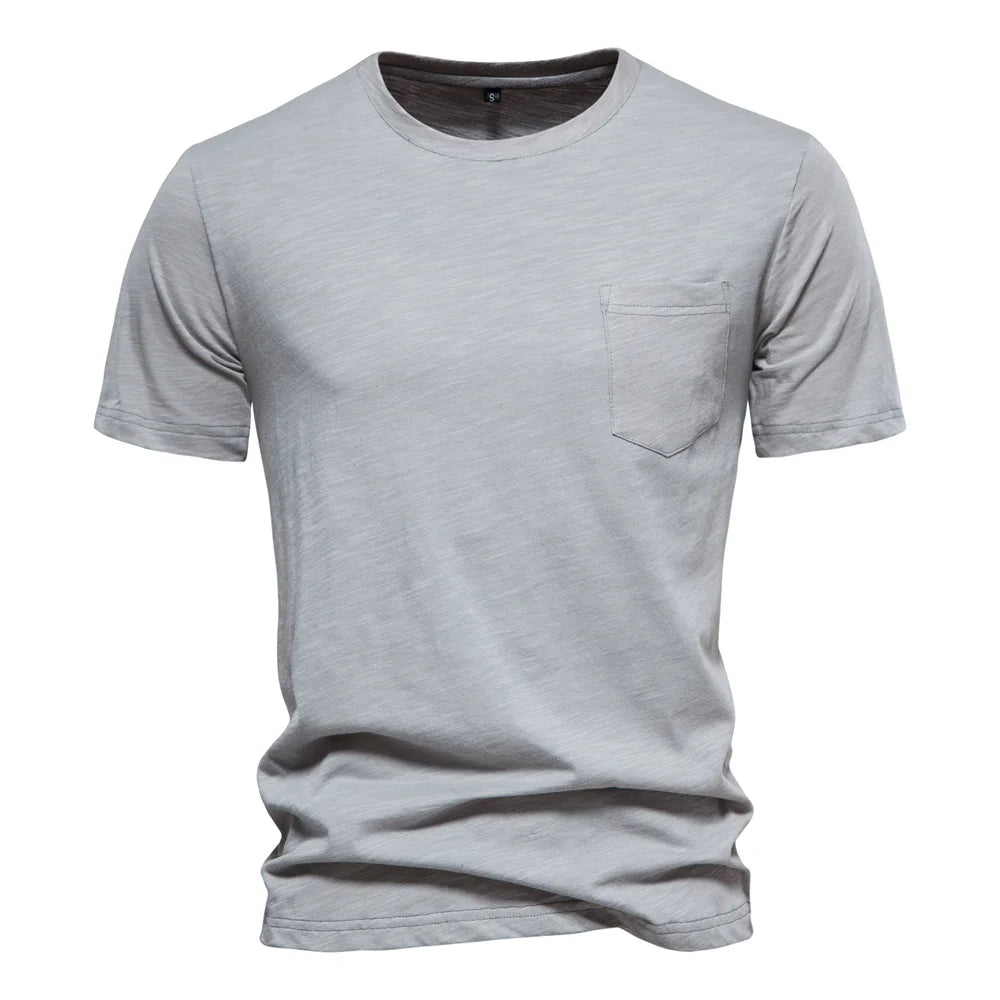 100% algodão camiseta casual macia fitness camisetas finas roupas masculinas gola redonda manga curta camiseta sólida