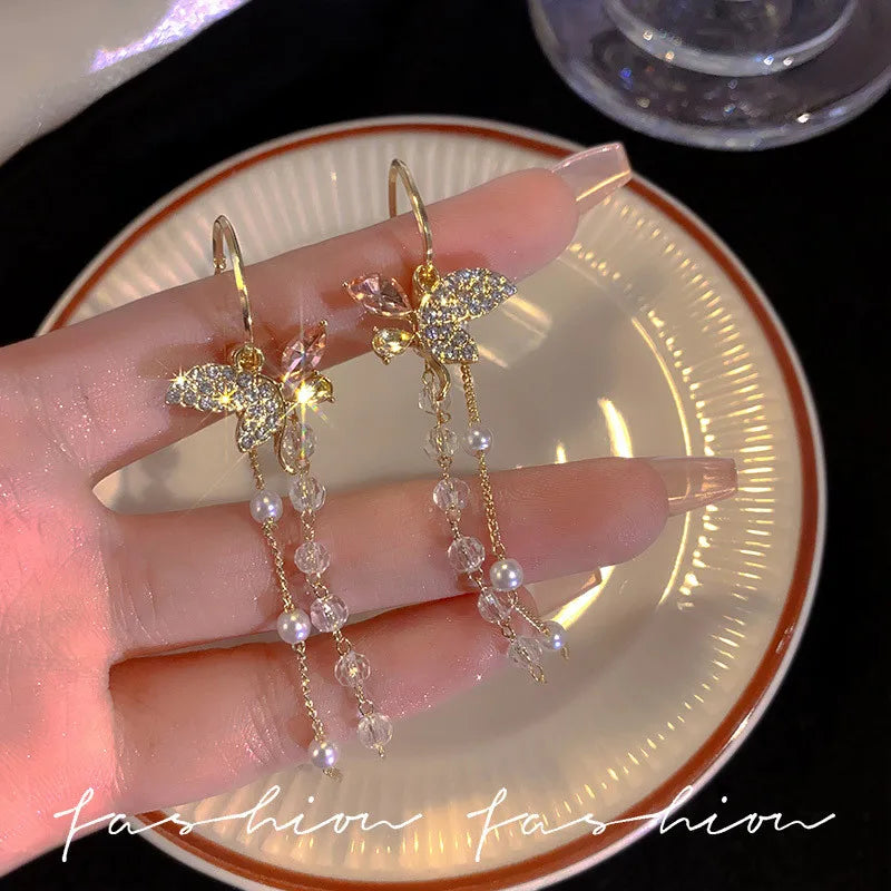 Vintage Red Heart Crystal Earrings For Women Cross Pendant Rhinestone Dangle Earring Jewelry Party Anniversary Gift Pendientes