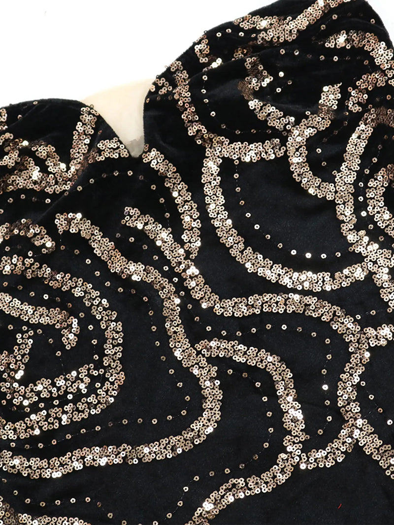 Vestidos longos Sexy preto sem costas lantejoulas maxi  elegante bodycon