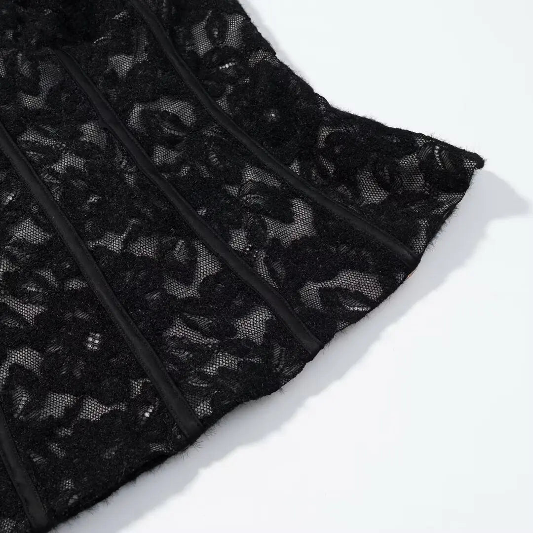 TFAFXY 2026 Sexy Chic Black Lace Party Tops Strapless vest Short Evening Club Corset Tops Fashion Y2K Girl Streetwear Tops