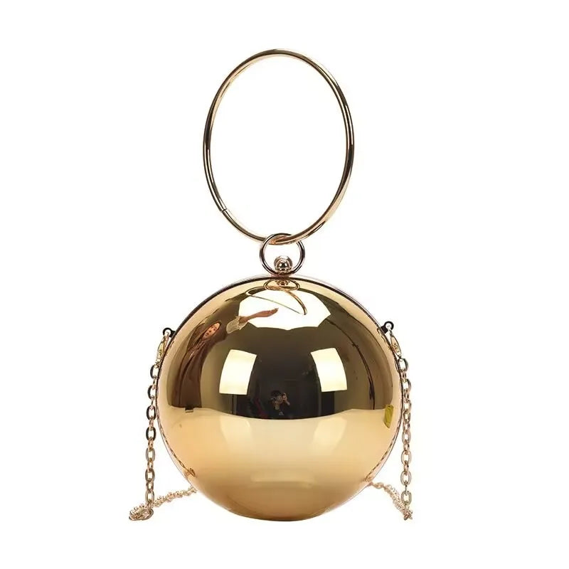 Luxury Women Round Ball Evening Bag 2024 Fashion Smooth Bright Surface Clutch Bag Ladies Crossbody Bag Party Chain Handbag Purse
