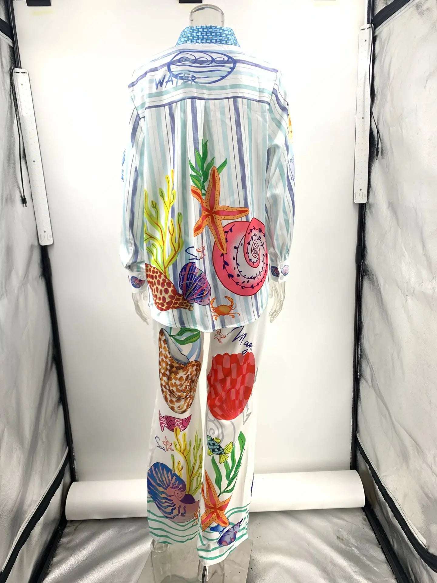 Bohemia Satin Print Loose Pants Sets Women Causal Long Sleeve Shirts Two Piece Sets Female Beach Summer Outfits Streetwear