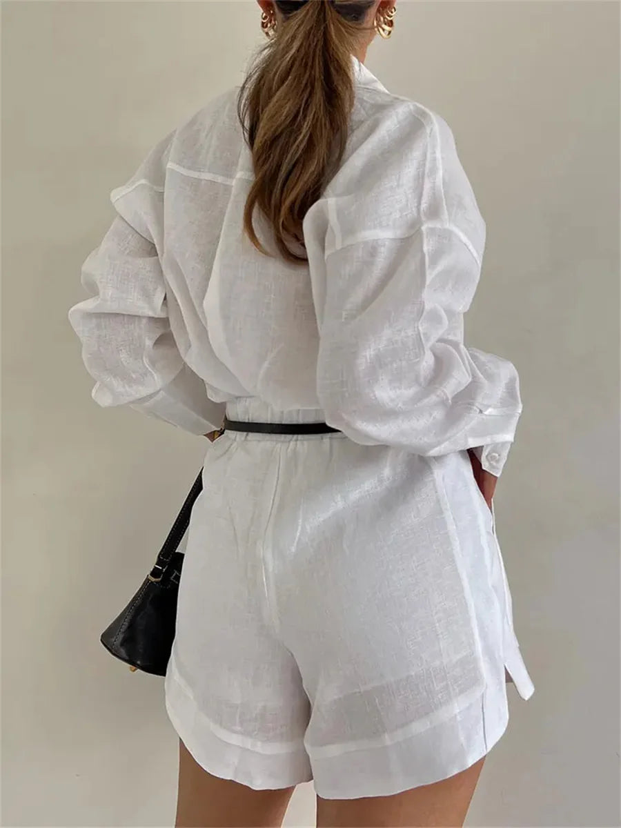 Women Casual Cozy Lapel Pink Shirt Pants Suits Fashion Single Breasted Blouses Elastic Waist Pant Set 2025 Spring Loose Outfits