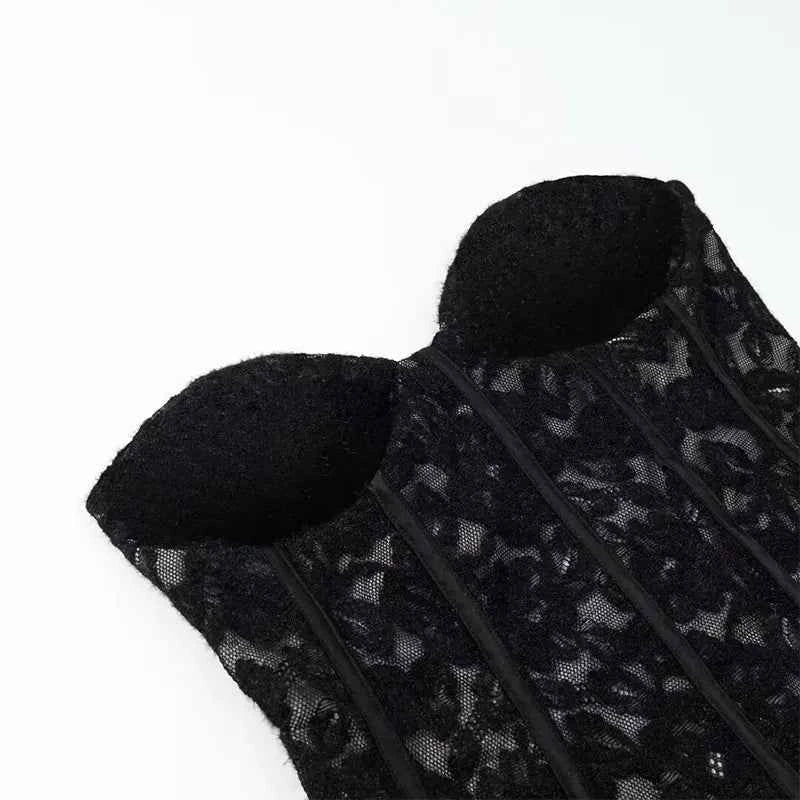 TFAFXY 2026 Sexy Chic Black Lace Party Tops Strapless vest Short Evening Club Corset Tops Fashion Y2K Girl Streetwear Tops