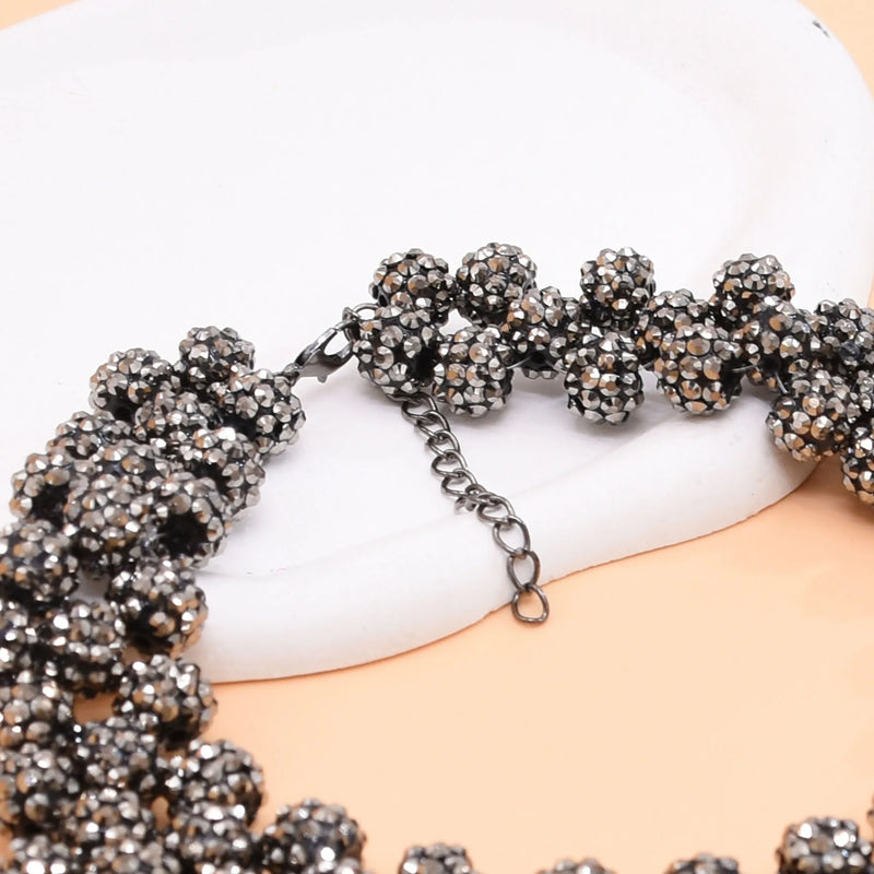 Trendy Multi Layer Chain Pendant Choker Collar Necklace For Women Ball Rhinestone Black Neck Chain Jewelry Female Accessory Gift