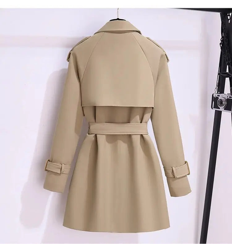 Women's Windbreaker 2026 Spring Autumn New Slim Double-breasted Temperament Coat With belt Femle mid length Casual Trench coat