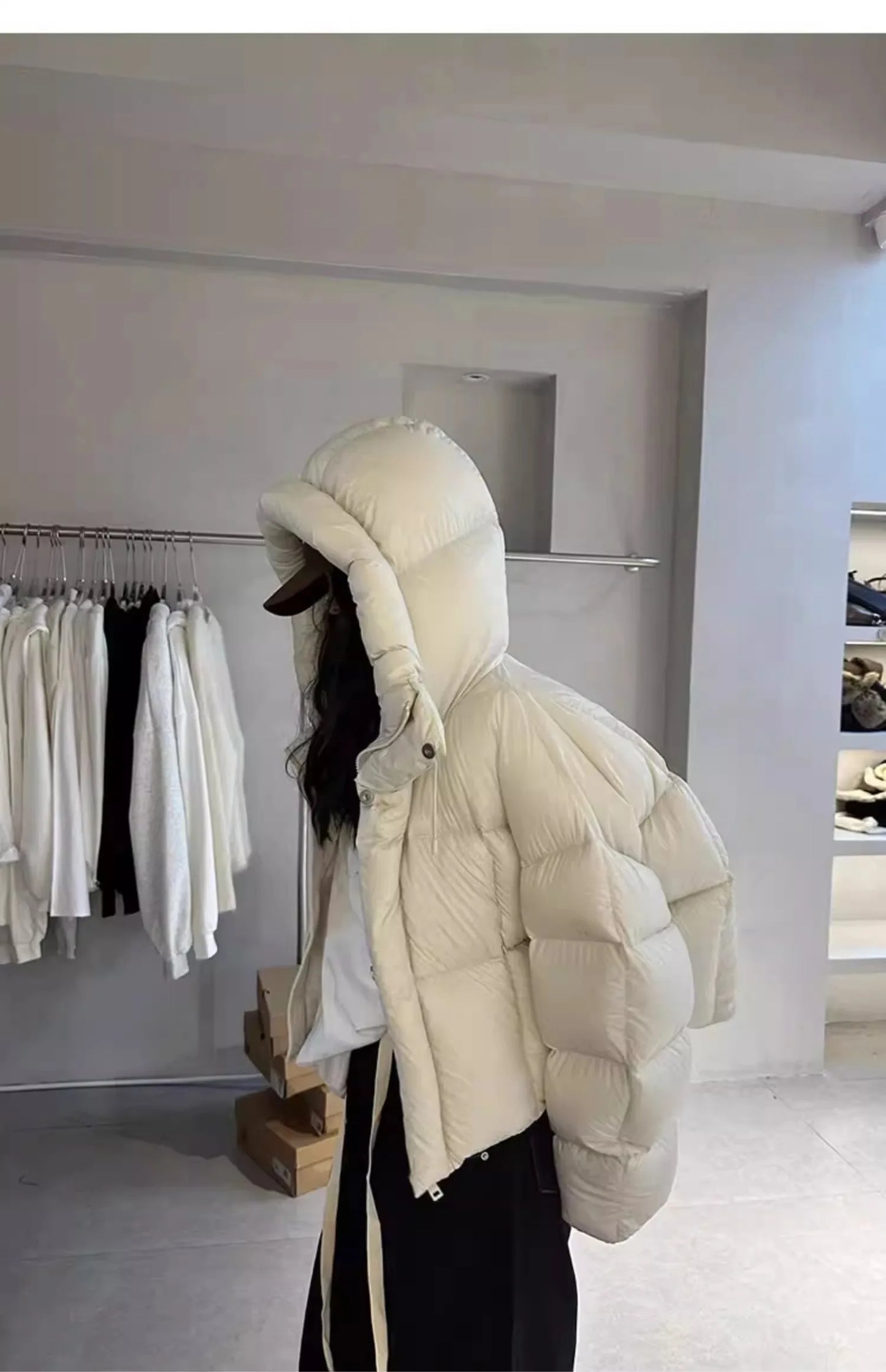 Sli ort Cotton Jaet Women's Winter Faion Bread Design Hooded American Sle Cact Size Ladies' Korean Version Coat