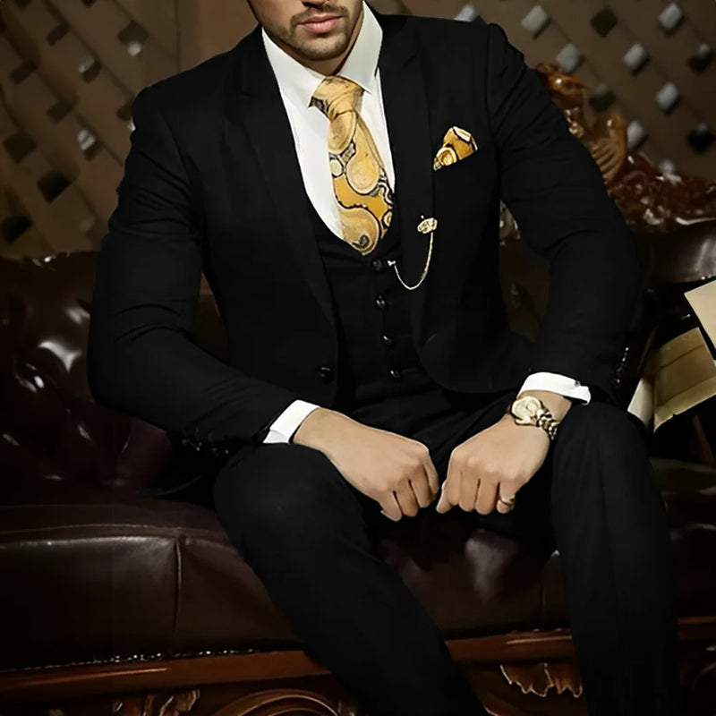 Terno masculino verde escuro bonito para trabalho, 3 peças, baile de formatura, casamento, smoking (jaqueta + calça + colete + gravata)