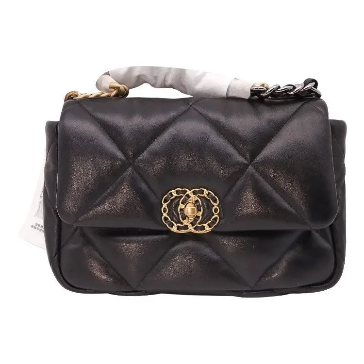 Couro diamante grade corrente saco feminino novo estilo de ombro único commuter pequeno design crossbody saco grande capacidade - CRAVO ROSE