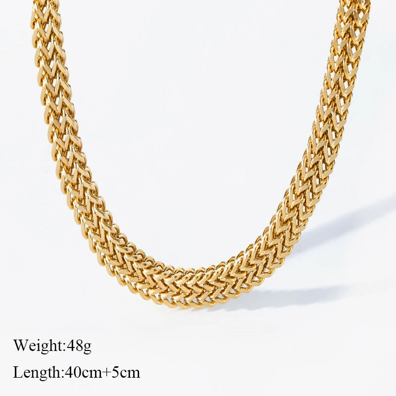 EILIECK 316L Stainless Steel Exaggerated Gold Color Thick Chain Pendant Necklace For Women Fashion Neck Chain Waterproof Jewelry