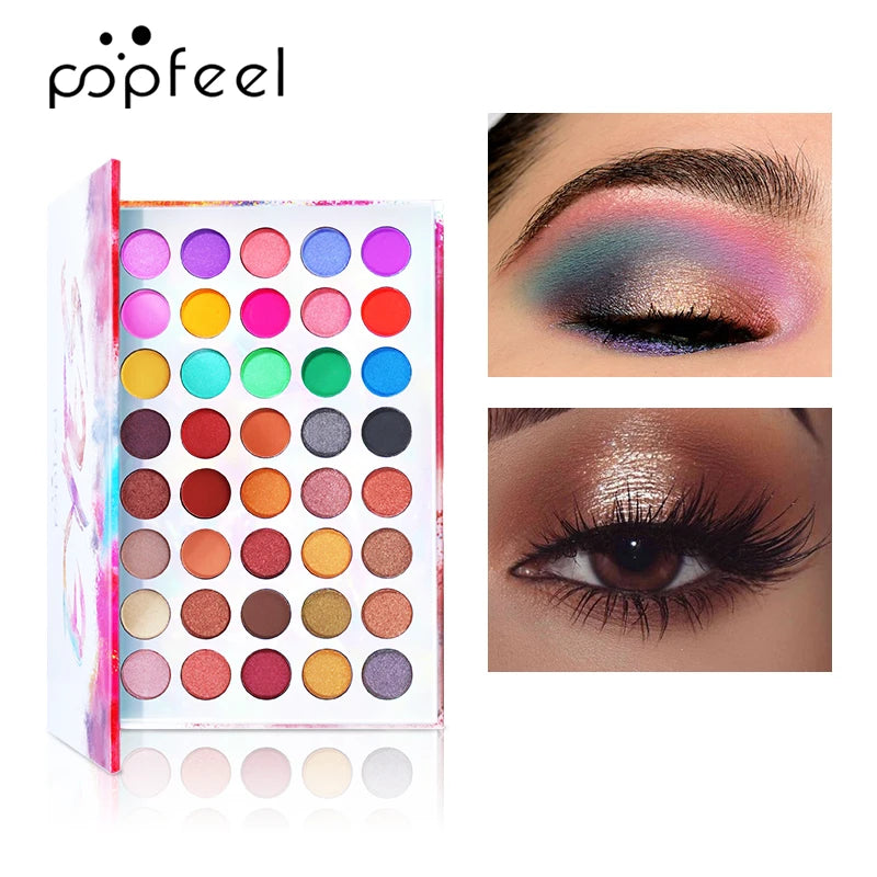 Paleta de sombras POPFEEL Color Studio, altamente pigmentada, 40 tons matte e brilhantes, à prova d'água e fácil de misturar