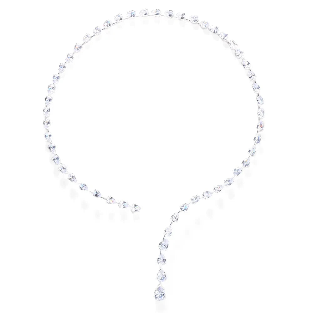 Stonefans Fashion Zircon Pendant Choker Water Drop for Women Vintage Clavicle Chain Crystal Collar Necklace Bridal Jewelry Gift