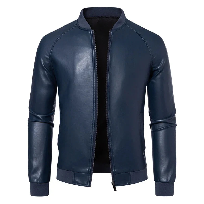 LIBIELIY TRAF Stylish Men's Leather Outerwear Slim Fit Durable Zipper High - Quality Leather Perfect For Elevating Your Look Com