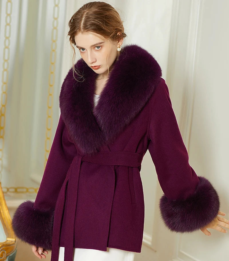 Luxury 2025 Real Fox Fur Collar And Cuffs Set for Women Winter Neck Warmer Fashion Scarf ShawlS Wrap Combo Large Size Furry Fur