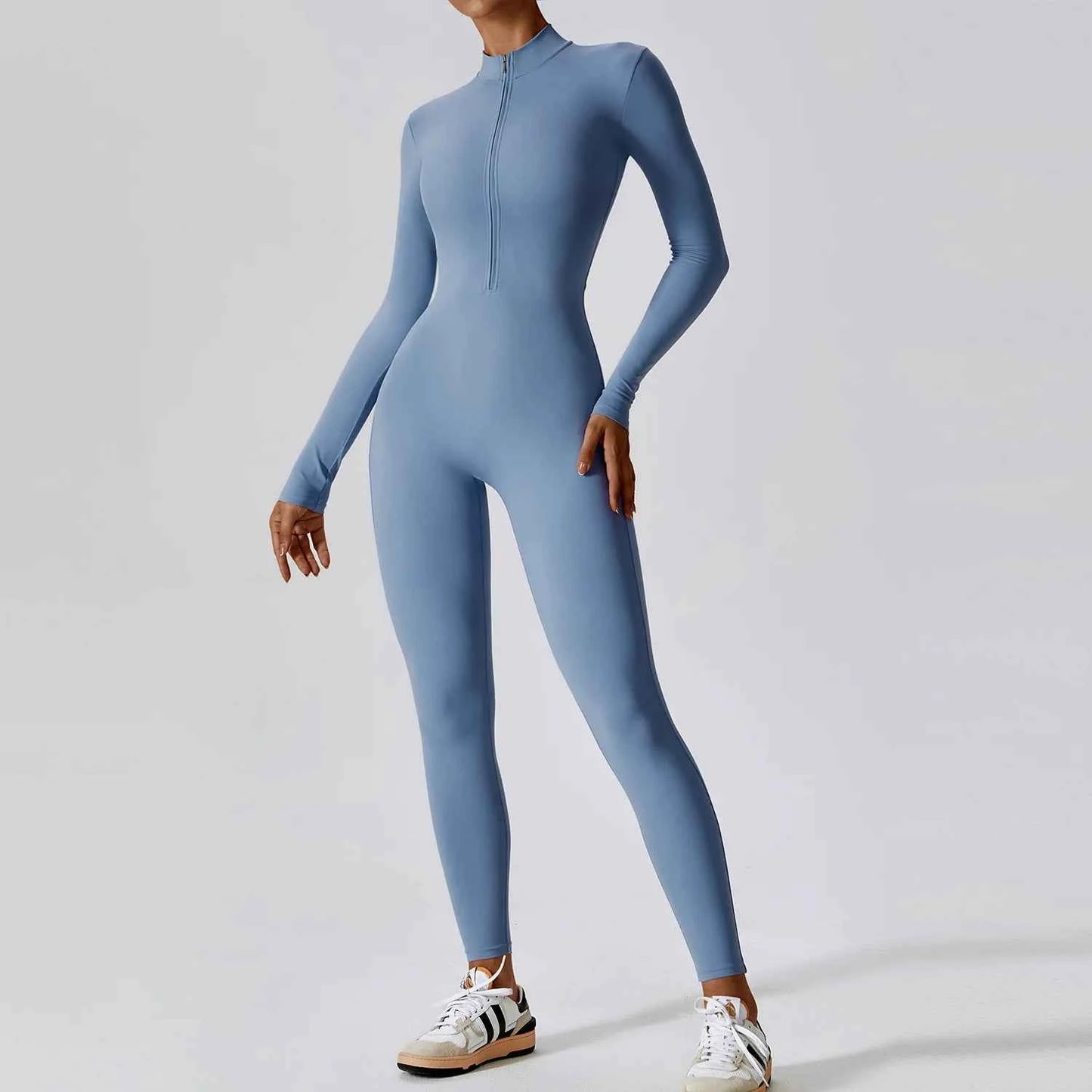 Women's Jumpsuits One-Piece Suit Zipper Long Sleeved Yoga Set Gym Push Up Workout Clothes Fitness Bodysuit Sportswear Tracksuit