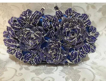 Pedras de cor prata Bolsa de embreagem de dinheiro para mulheres, bolsas nupciais cristal, festa de casamento, bolsa para casamento - CRAVO ROSE