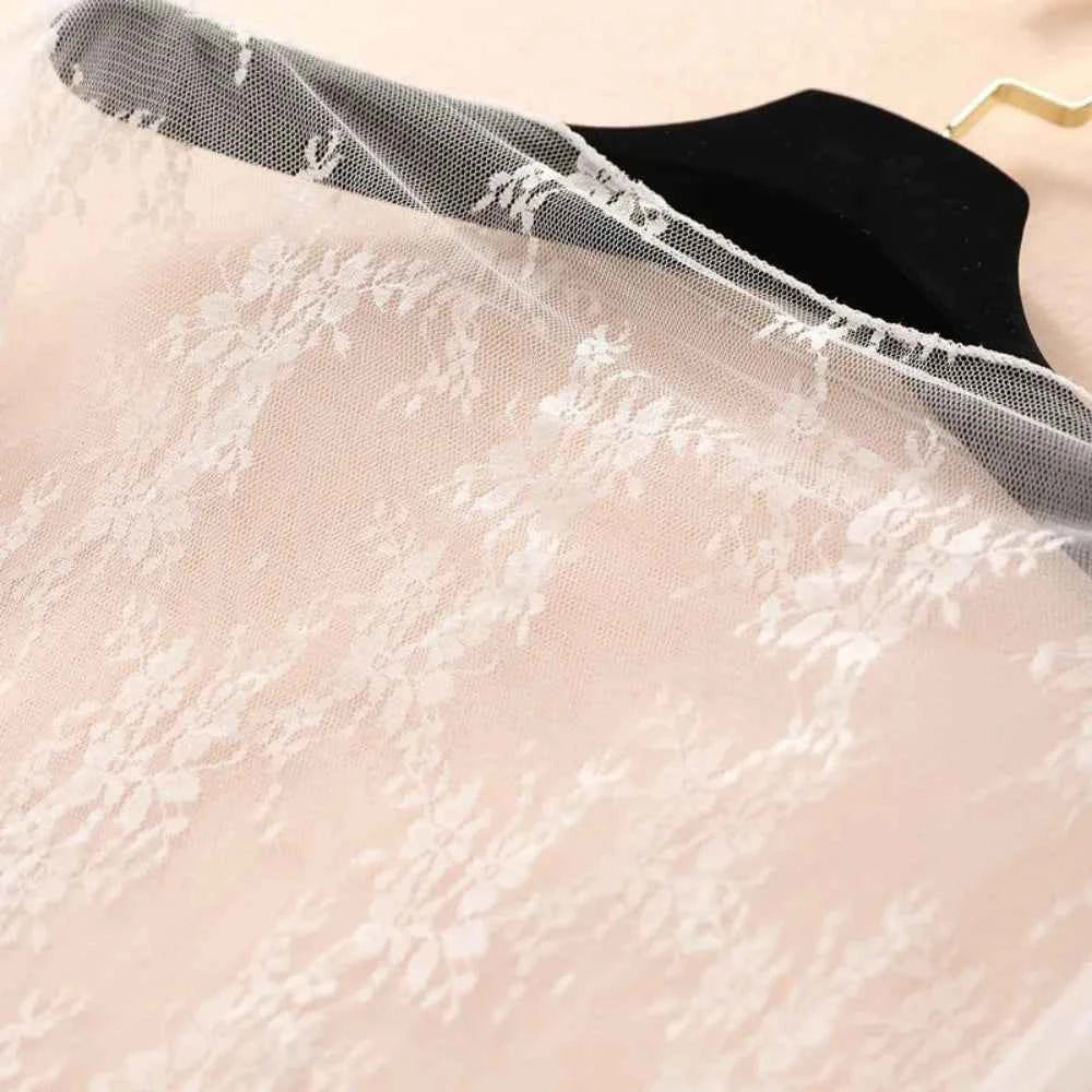 New Half High Collar Lace Shirt Transparent Perspective Long Sleeve Women Clothing Hollow Bottom Shirt Ladies