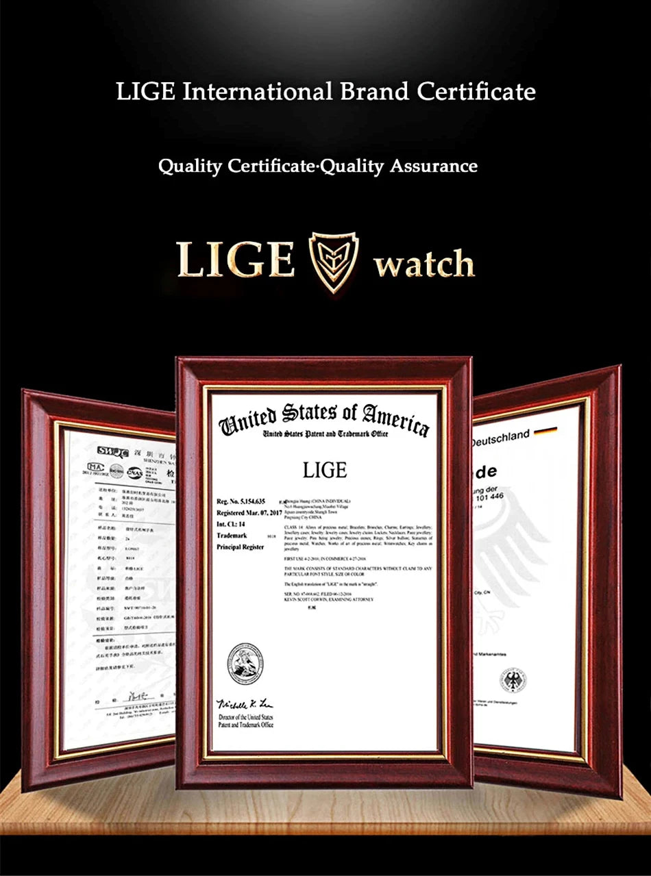 New LIGE Top Brand Luxury Man Wristwatch Waterproof Luminous Date Week Men Watches Stainless Steel Quartz Men's Watch Male reloj