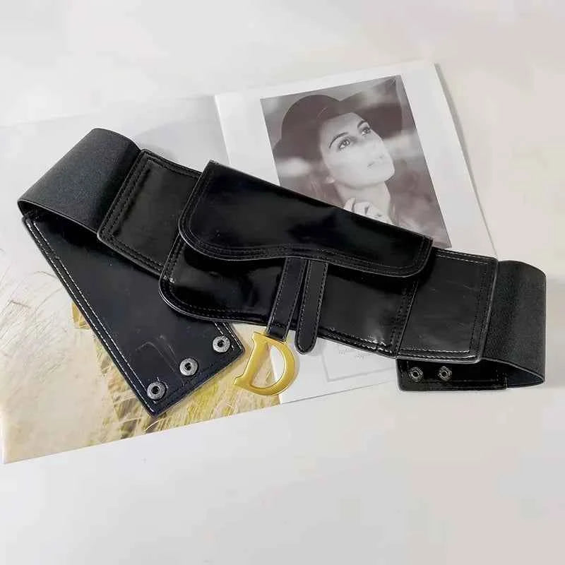 Plus Size Black Corset Belt Female Waist Belts For Women Luxury Elastic Wide Stretch Cummerbunds D Letter Coat Dress Waistband