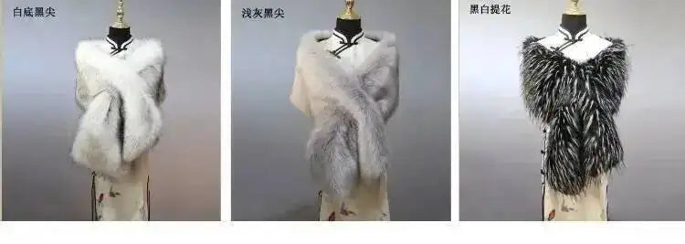 32 Colors 165*30cm Women Luxury Warm Faux Fox Fur Shawl Winter Ladies Plush Scarf Wraps Cloak Coat Wedding Long Cape Scarves