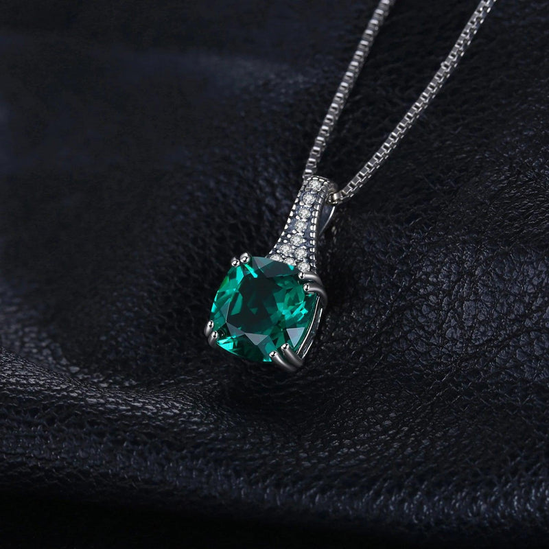 JewelryPalace Simulated Green Emerald 925 Sterling Silver Pendant Necklace for Woman Fashion Jewelry No Chain - CRAVO ROSE