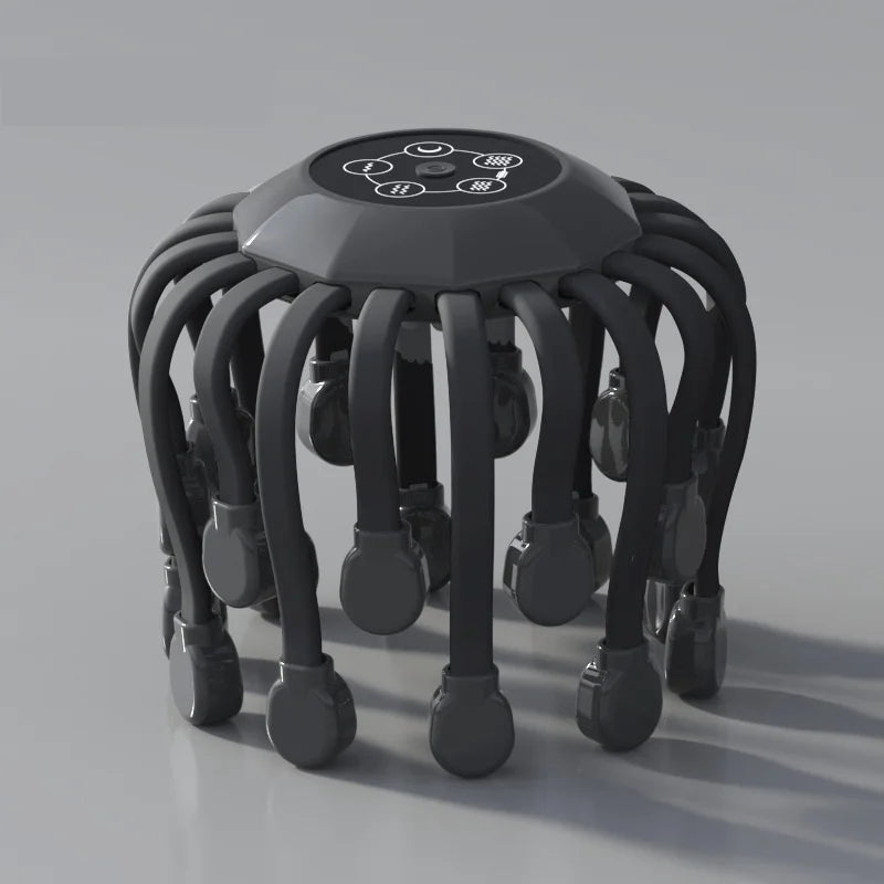20 Cabeças de Massagem Massageador de Couro Cabeludo Laranja Vibrador de Luz Vermelha Polvo Arranhador para Relaxamento Estresse Enxaqueca