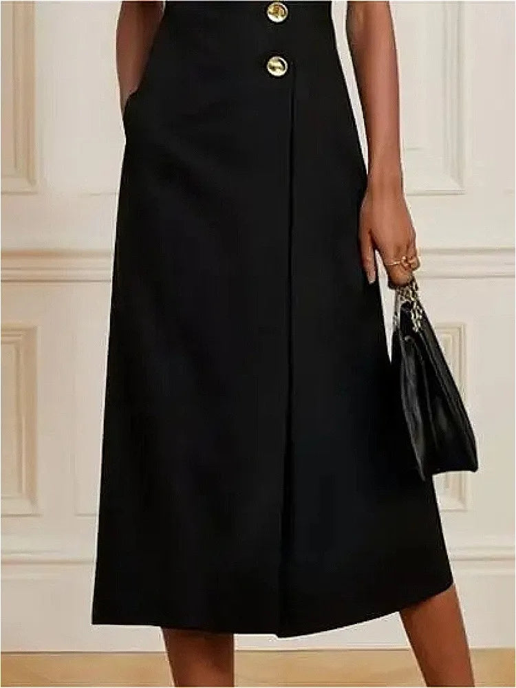 Modigirl Summer Black Birthday Midi Dress for Women Clothing Urban Sleeveless High Neck Woman Elegant Formal Prom Dresses 2025