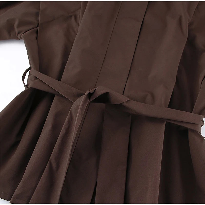 Fashion Stand Collar Belted Waist Short Jacket For Women Casual Puff Sleeve Wide Shoulder Coat Lady 2026 Chic Street Outerwear