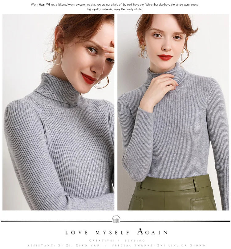 Heliar Women Fall Turtleneck Sweater Knitted Soft Pullovers Cashmere Jumpers Basic Soft Sweaters For Women 2026 Autumn Winter