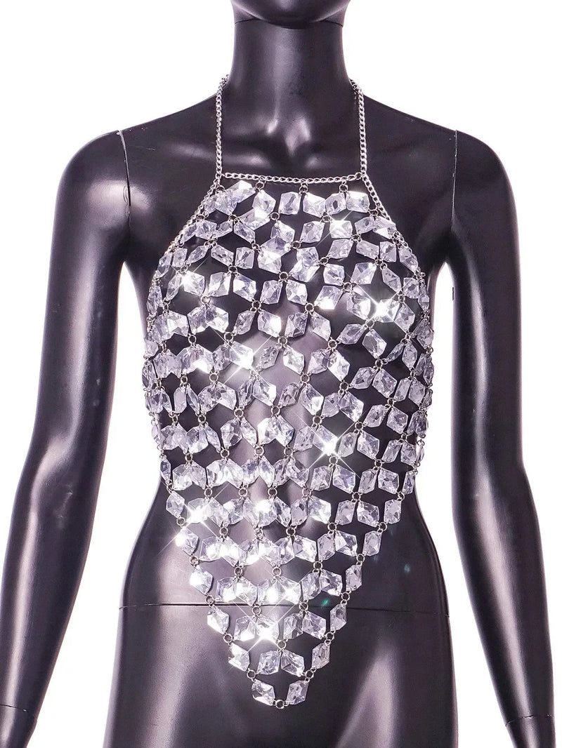 Sexy Open-Back Tank Top Women's Clothing Handmade Jewelry Patching Hot Sale Cross-Border E-commerce Wholesale Z21483